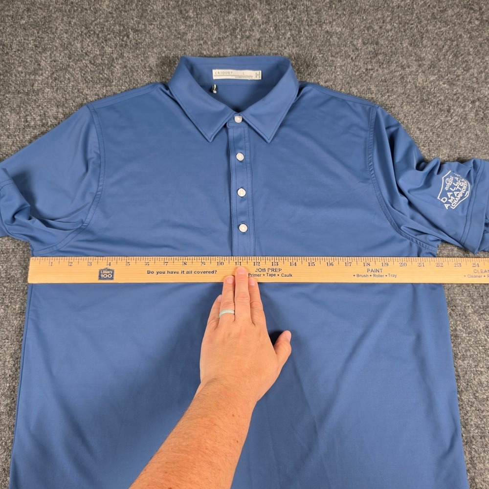 Criquet Polo Shirt Mens L Blue Performance Short Sleeve Golf w/Logo - Picture 4 of 8